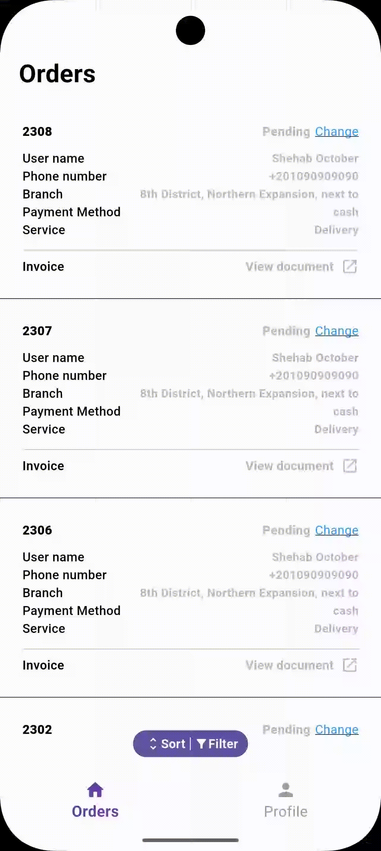 Ordering System Admin App